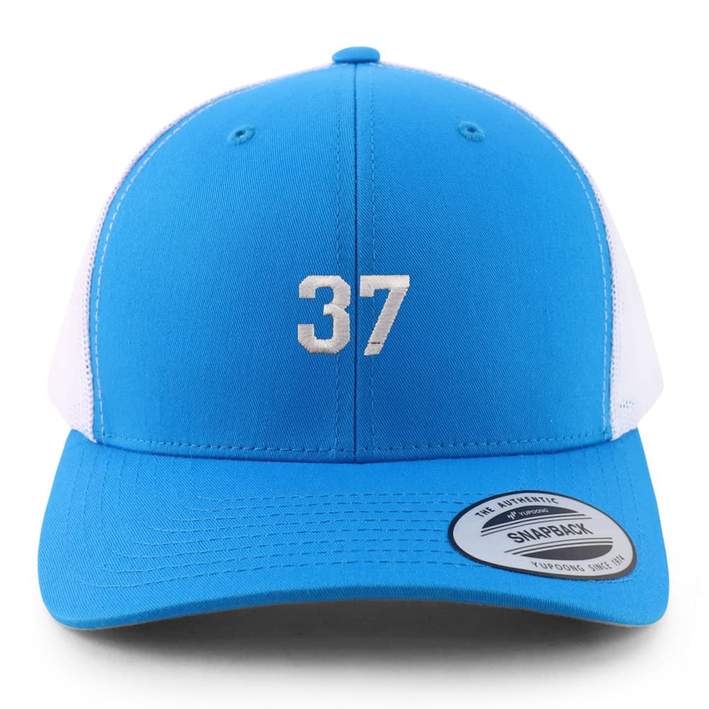 Trendy Apparel Shop Small Number 37 Embroidered 6 Panel Trucker Mesh Cap