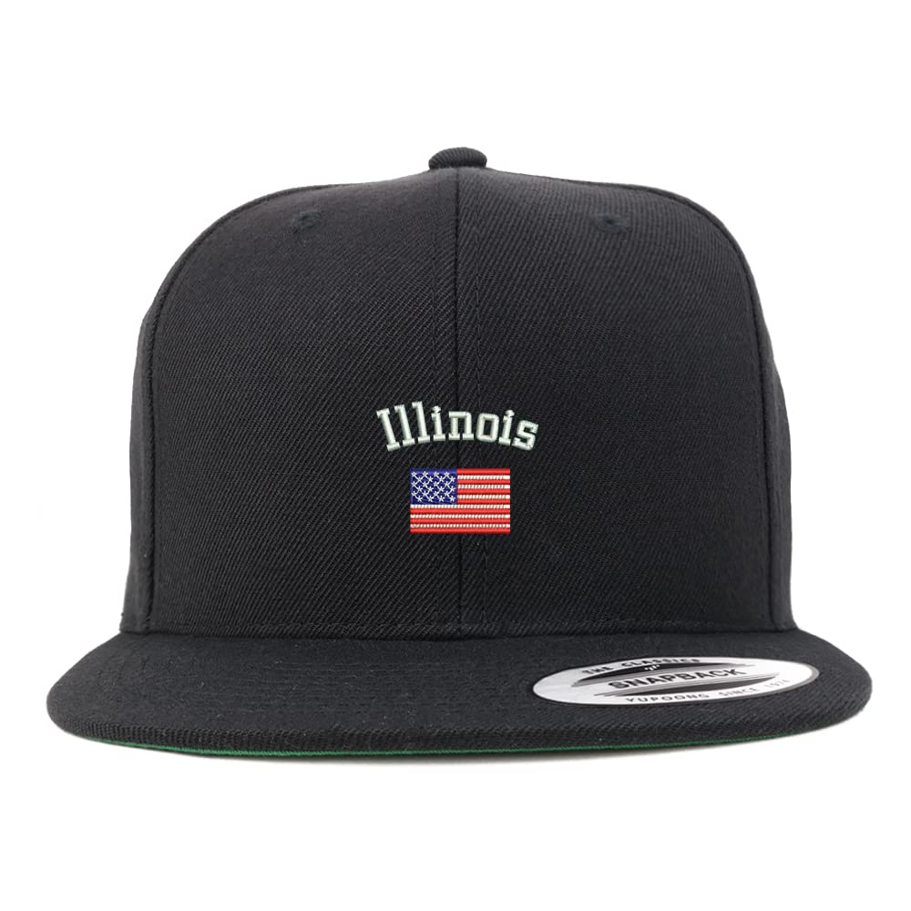 Trendy Apparel Shop Illinois USA Flag Embroidered Flatbill Snapback
