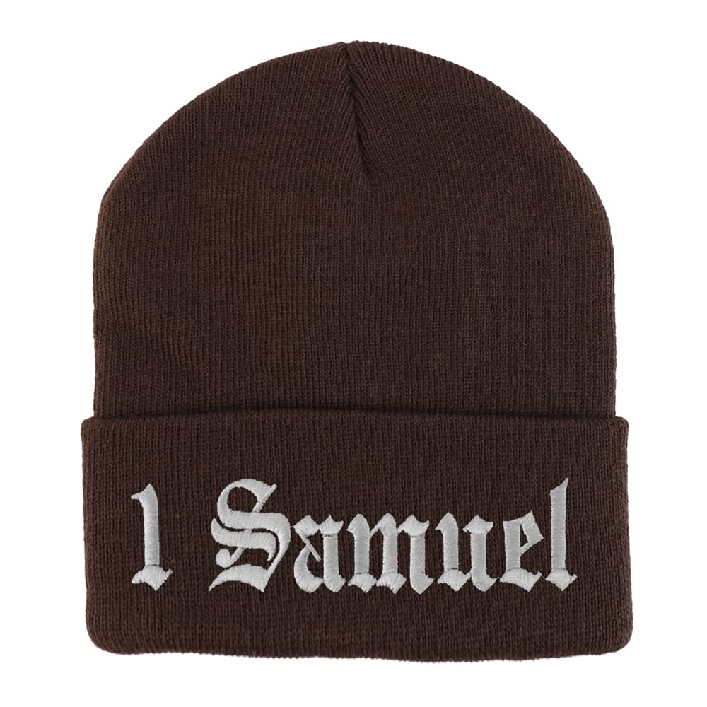 Trendy Apparel Shop 1 Samuel Old English Embroidered Long Cuff Beanie