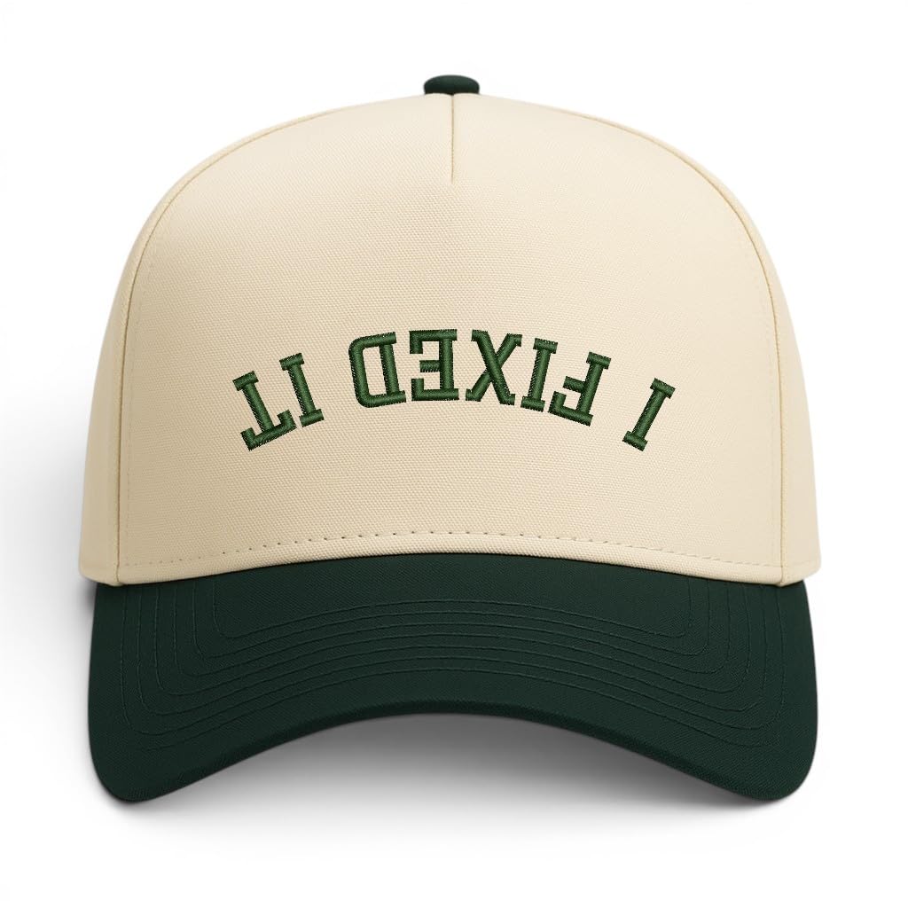 Trendy Apparel Shop I Fixed It Upside Down Embroidered 5 Panel Two Tone Vintage Ball Cap