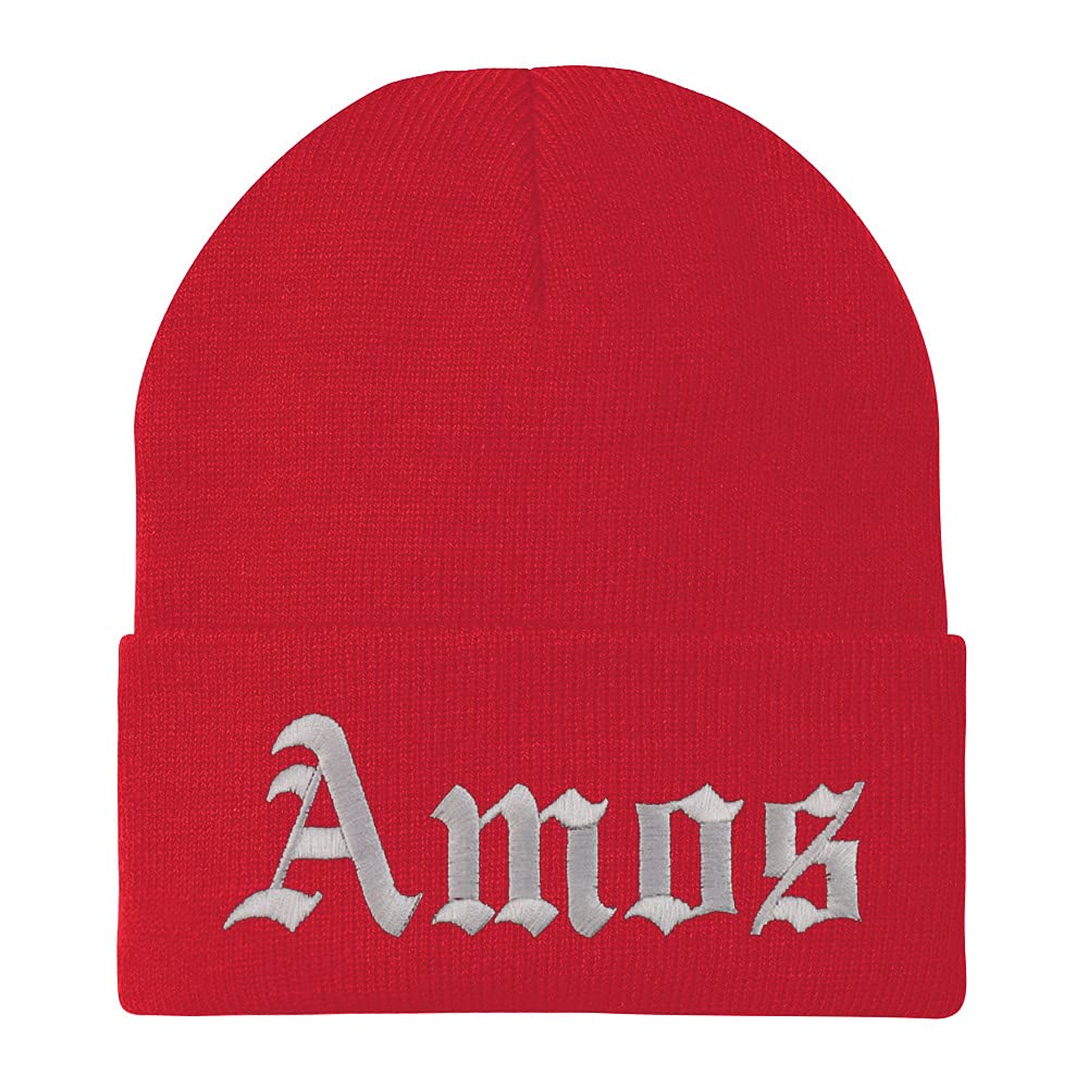 Trendy Apparel Shop Amos Old English Embroidered Long Cuff Beanie