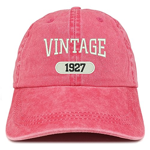 Trendy Apparel Shop Vintage 1927 Embroidered 94th Birthday Soft Crown Washed Cotton Cap