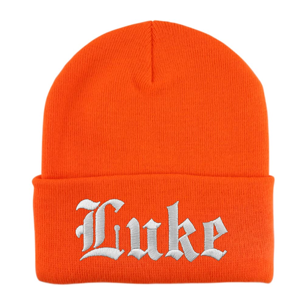 Trendy Apparel Shop Luke Old English Embroidered Long Cuff Beanie