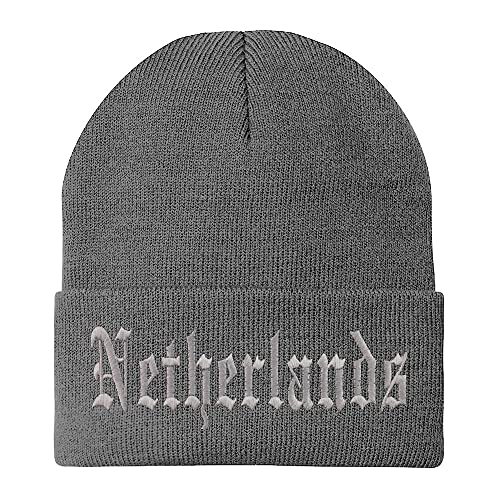 Trendy Apparel Shop Netherlands Old English Embroidered Long Cuff Beanie