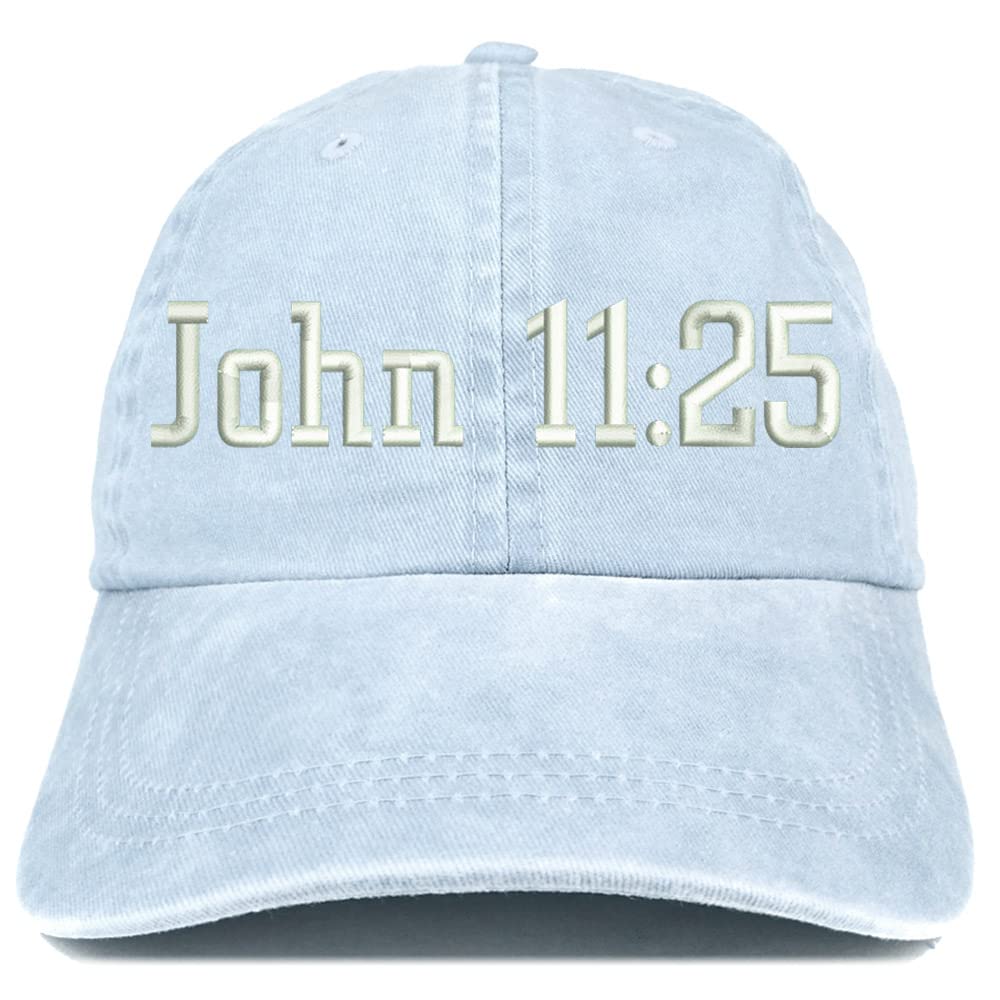 Trendy Apparel Shop John 11:25 Washed Pigment Dyed Baseball Cap
