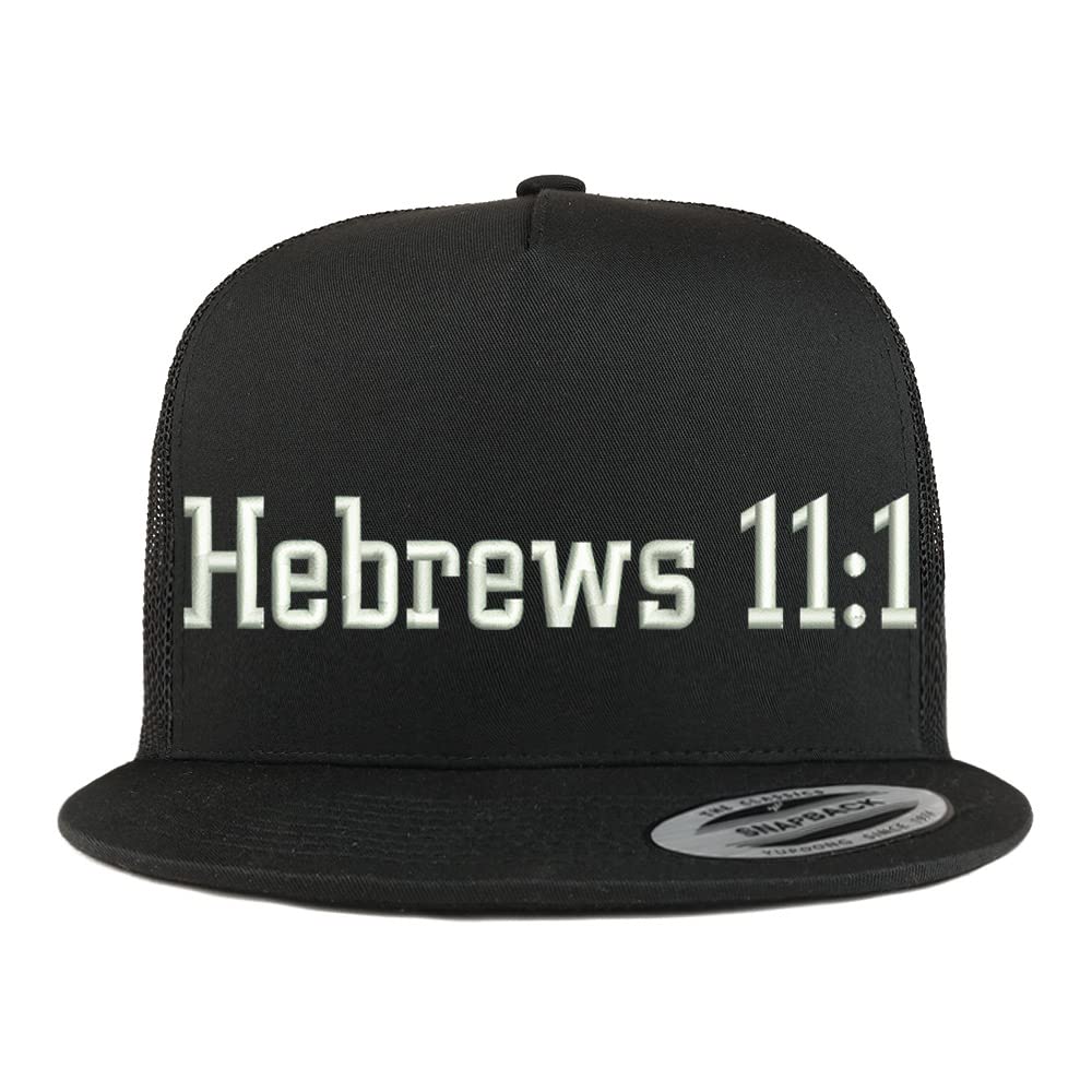 Trendy Apparel Shop Hebrews 11:1 5 Panel Flatbill Trucker Cap