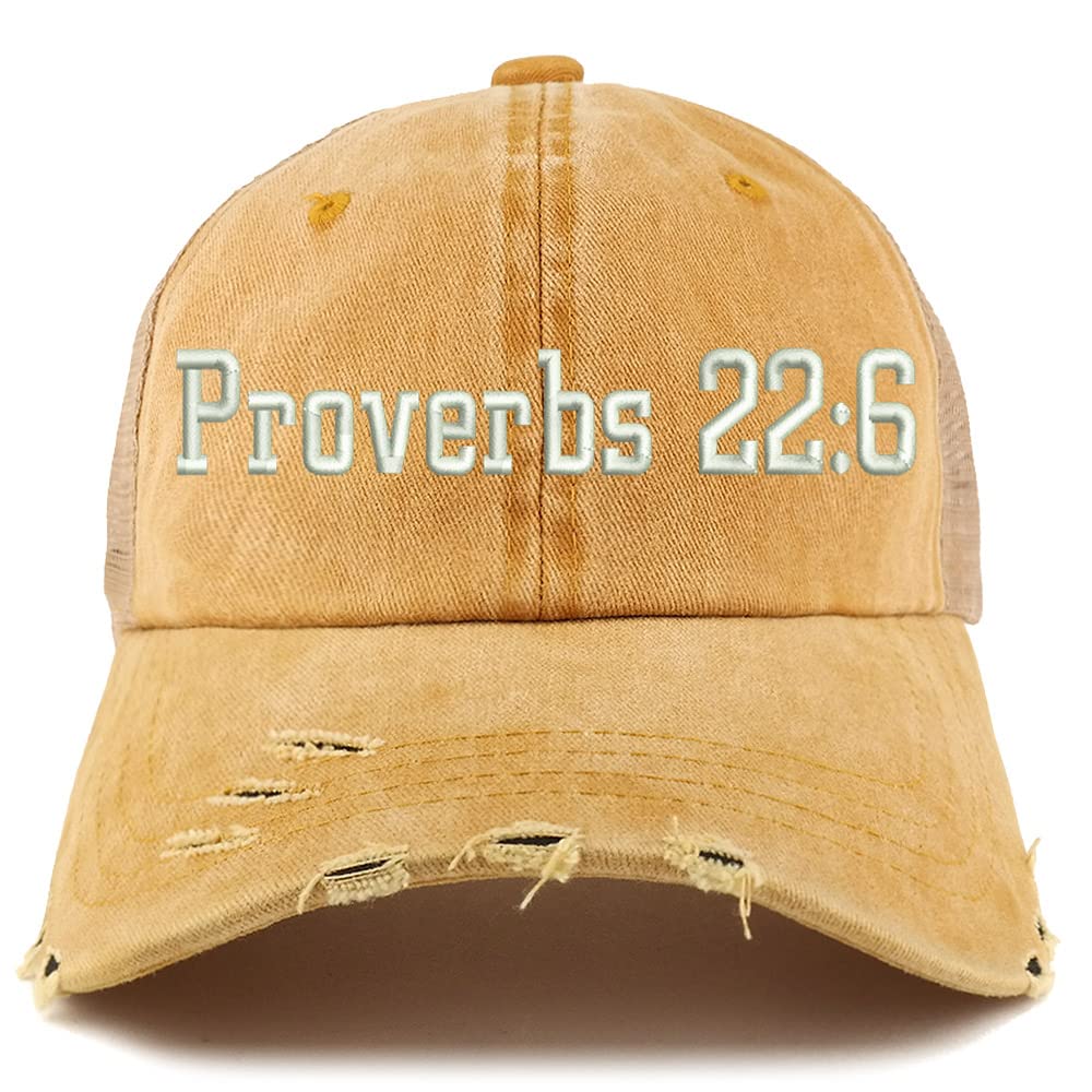 Trendy Apparel Shop Proverbs 22: 6 Frayed Bill Trucker Mesh Back Cap