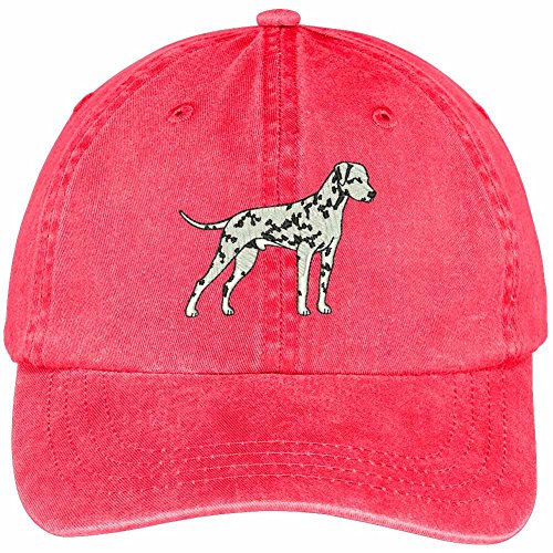 Trendy Apparel Shop Dalmatian Embroidered Dog Theme Low Profile Dad Hat Cotton Cap - Red