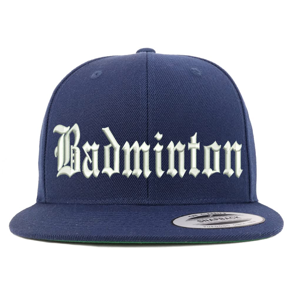 Trendy Apparel Shop Old English Badminton Embroidered Flatbill Snapback