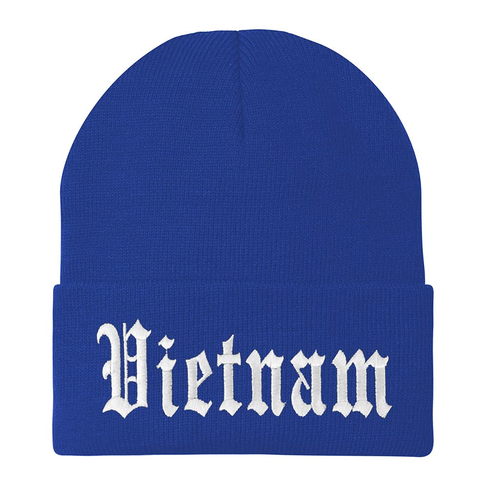 Trendy Apparel Shop Vietnam Old English Embroidered Long Cuff Beanie
