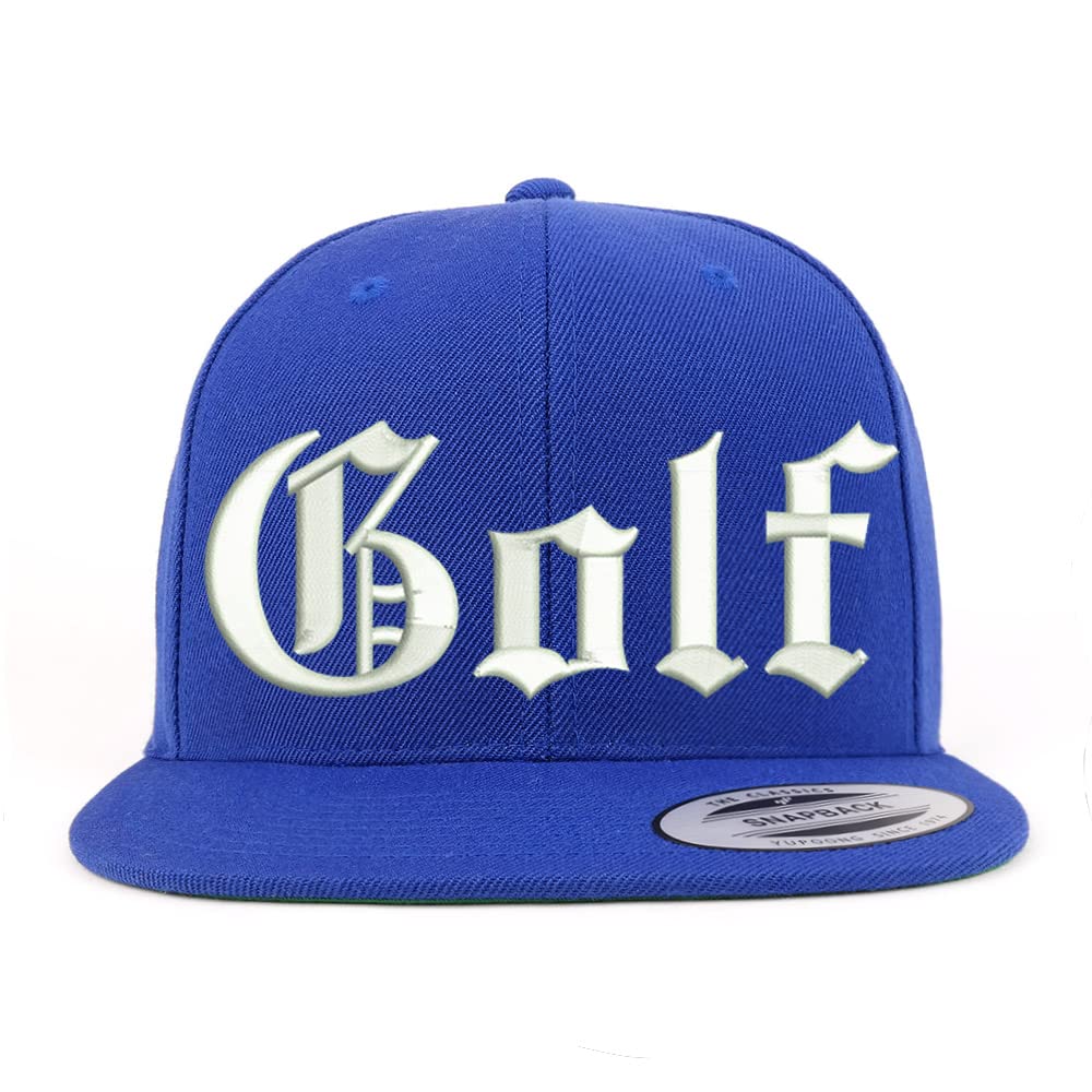 Trendy Apparel Shop Old English Golf Embroidered Flatbill Snapback