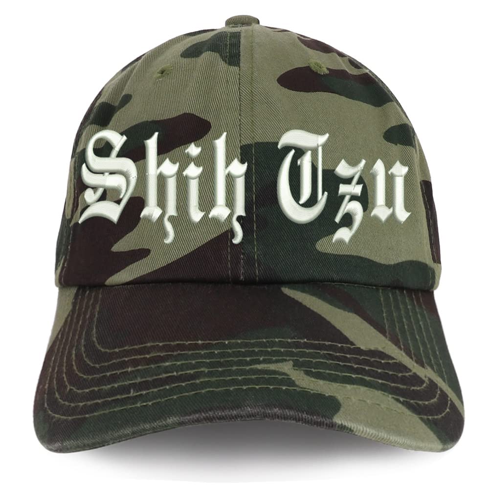Trendy Apparel Shop Old English Shih Tzu Low Profile Soft Cotton Baseball Cap