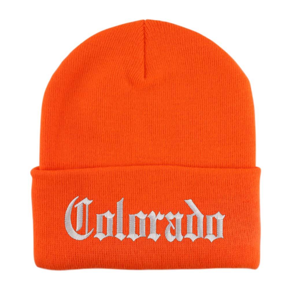Trendy Apparel Shop Colorado State Old English Embroidered Long Cuff Beanie