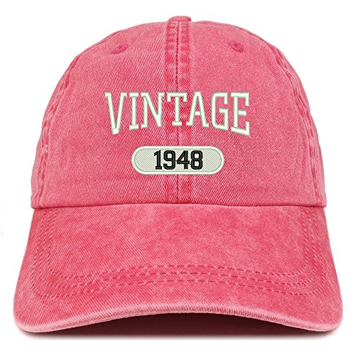 Trendy Apparel Shop Vintage 1948 Embroidered 73rd Birthday Soft Crown Washed Cotton Cap