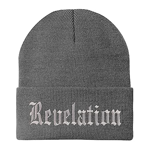 Trendy Apparel Shop Revelations Old English Embroidered Long Cuff Beanie