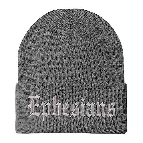 Trendy Apparel Shop Ephesians Old English Embroidered Long Cuff Beanie