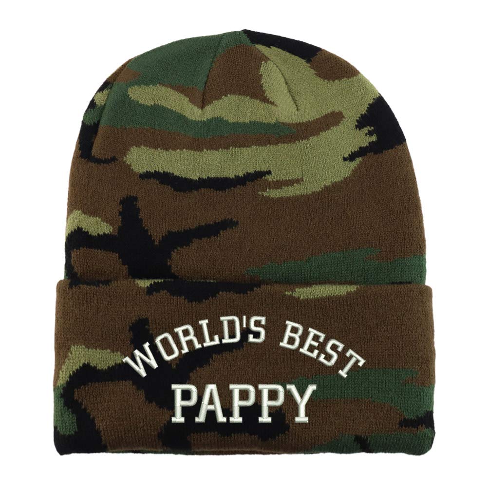 Trendy Apparel Shop World's Best Pappy Embroidered Made in USA Camo Beanie