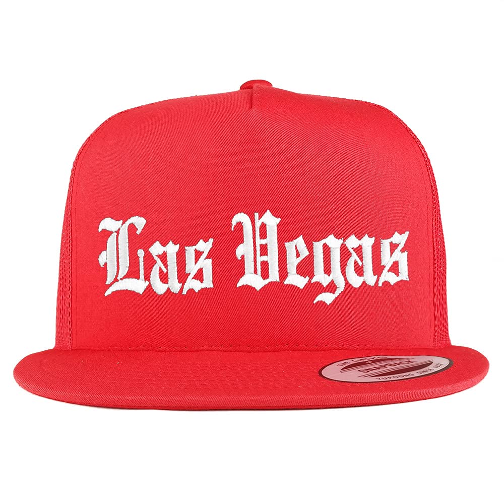 Trendy Apparel Shop Las Vegas Old English 5 Panel Flatbill Trucker Cap