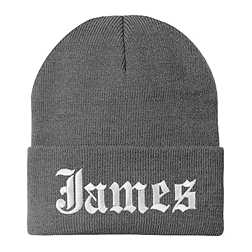 Trendy Apparel Shop James Old English Embroidered Long Cuff Beanie