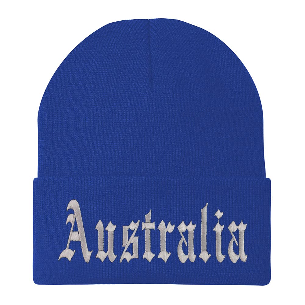 Trendy Apparel Shop Australia Old English Embroidered Long Cuff Beanie