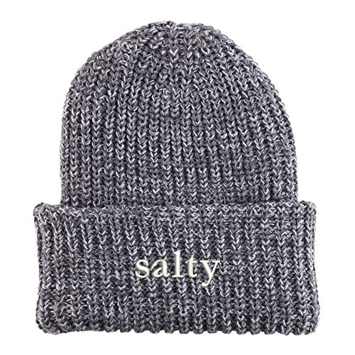 Trendy Apparel Shop Salty Embroidered Long Cuffed Thick Ribbed Knit Beanie