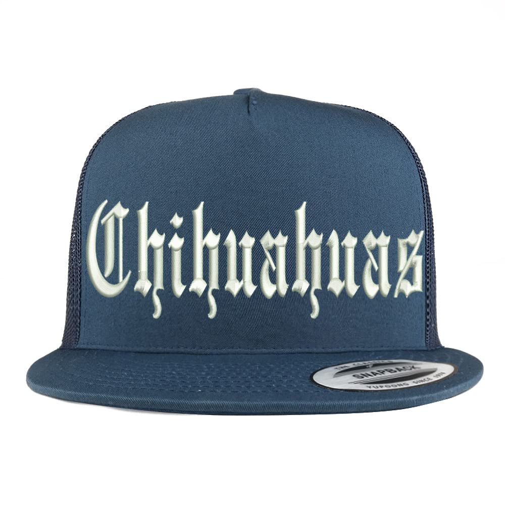 Trendy Apparel Shop Old English Chihuahuas 5 Panel Flatbill Trucker Cap