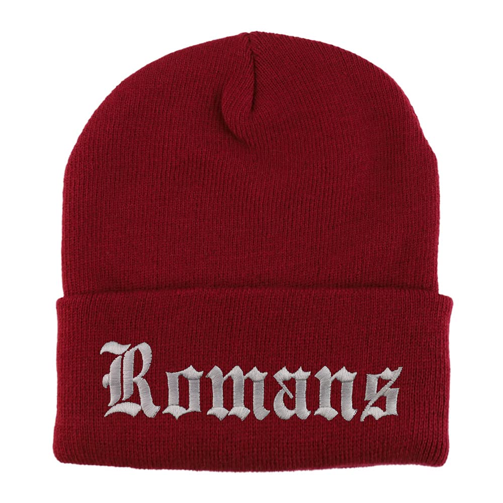 Trendy Apparel Shop Romans Old English Embroidered Long Cuff Beanie