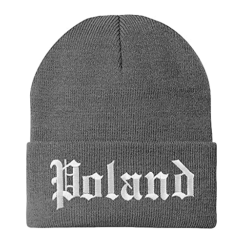 Trendy Apparel Shop Poland Old English Embroidered Long Cuff Beanie
