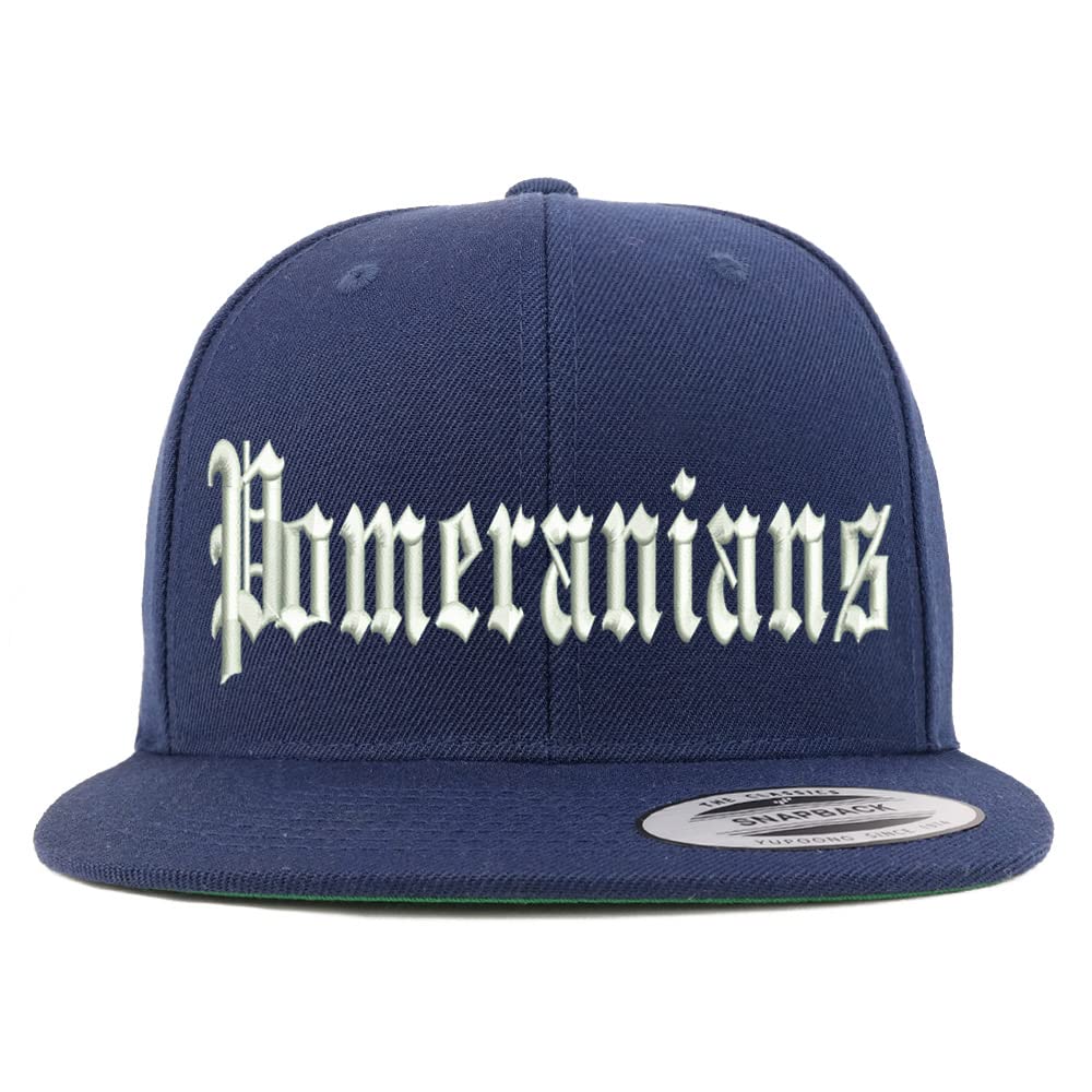 Trendy Apparel Shop Old English Pomeranians Embroidered Flatbill Snapback