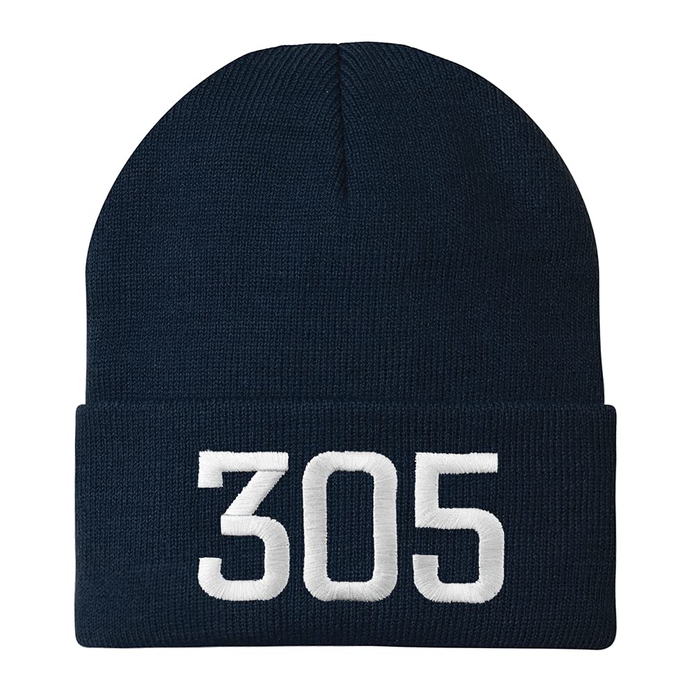 Trendy Apparel Shop Miami 305 Old English Embroidered Long Cuff Beanie