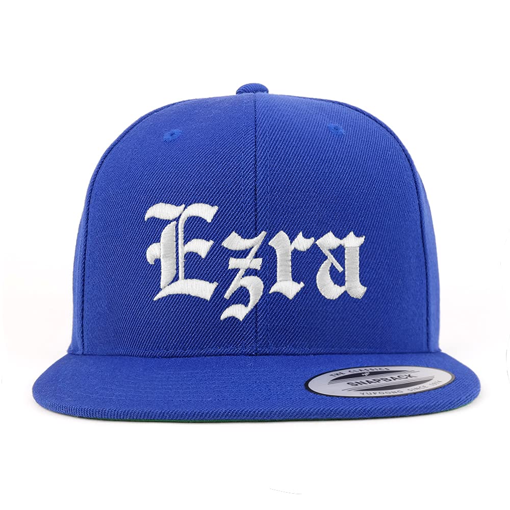 Trendy Apparel Shop Ezra Old English Embroidered Flatbill Snapback