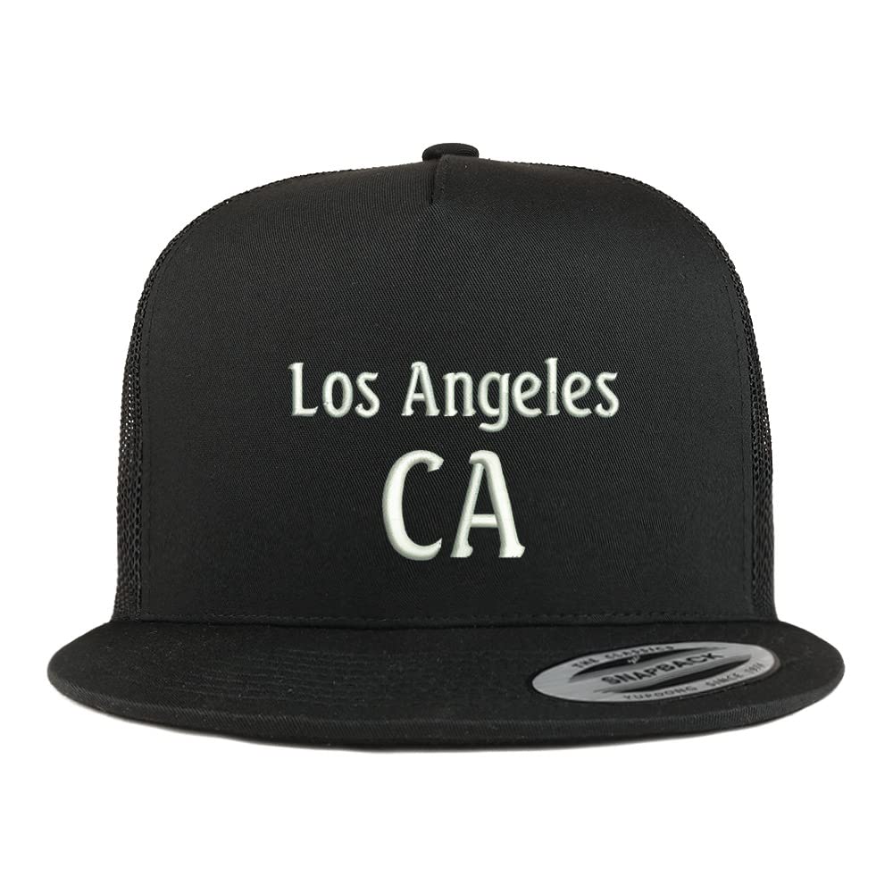 Trendy Apparel Shop Los Angeles CA Embroidered 5 Panel Flatbill Trucker Cap