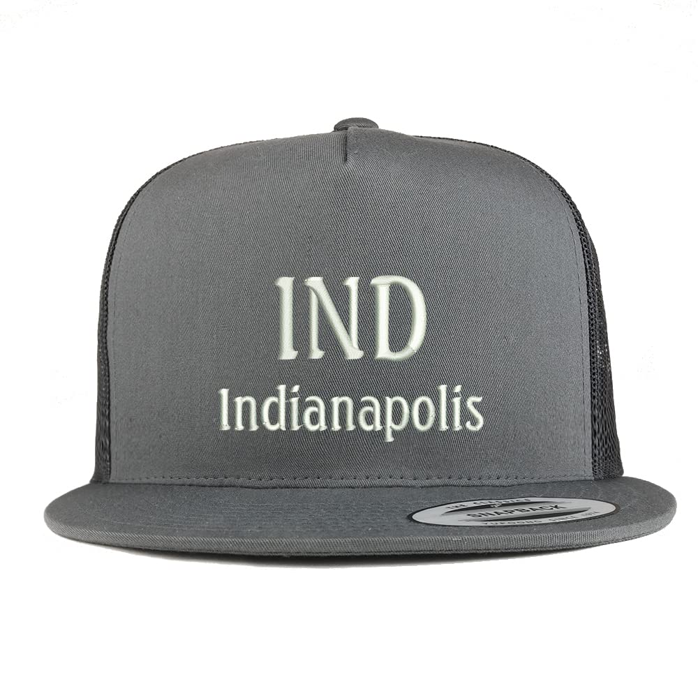 Trendy Apparel Shop IND Indianapolis Embroidered 5 Panel Flatbill Trucker Cap