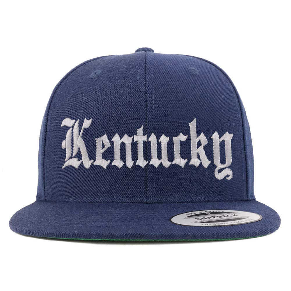 Trendy Apparel Shop Kenturky State Old English Embroidered Flatbill Snapback