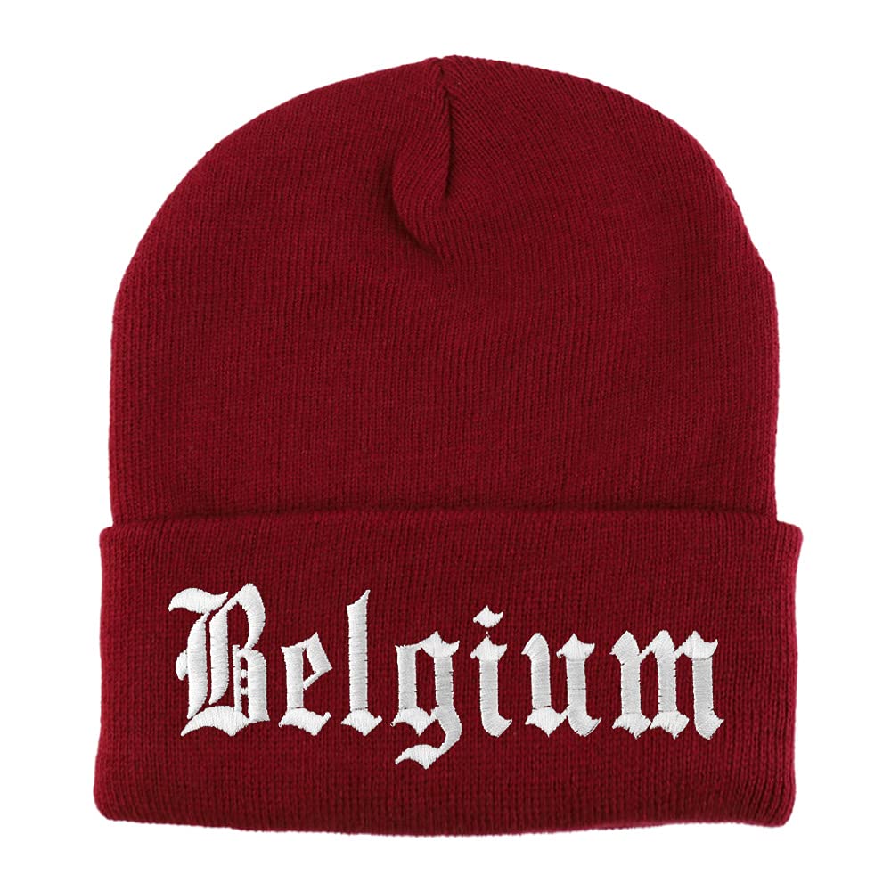 Trendy Apparel Shop Belgium Old English Embroidered Long Cuff Beanie