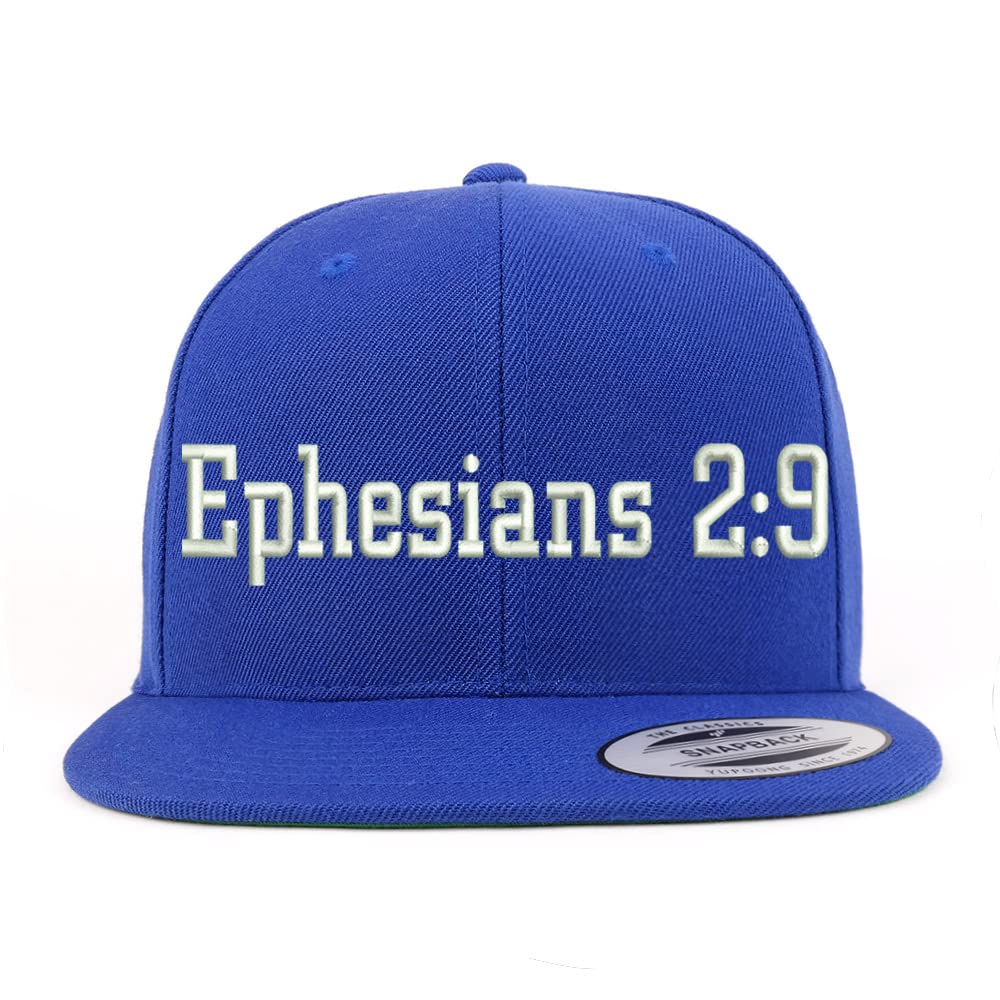 Trendy Apparel Shop Ephesians 2:9 Embroidered Flatbill Snapback
