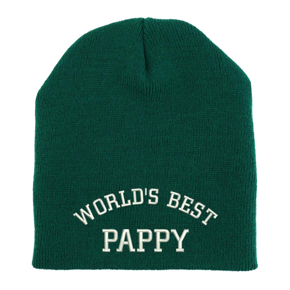 Trendy Apparel Shop World's Best Pappy Embroidered Made in USA Short Acrylic Knit Winter Beanie Hat