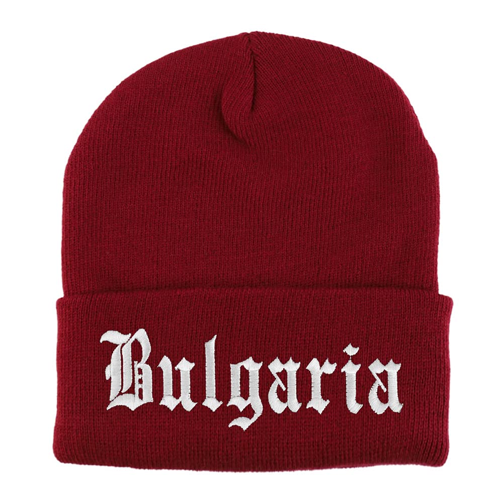 Trendy Apparel Shop Bulgaria Old English Embroidered Long Cuff Beanie