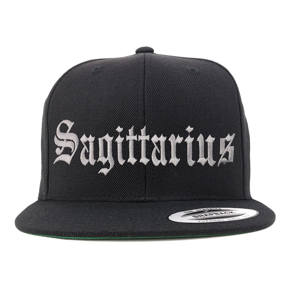 Trendy Apparel Shop Sagittarius Old English Embroidered Flatbill Snapback