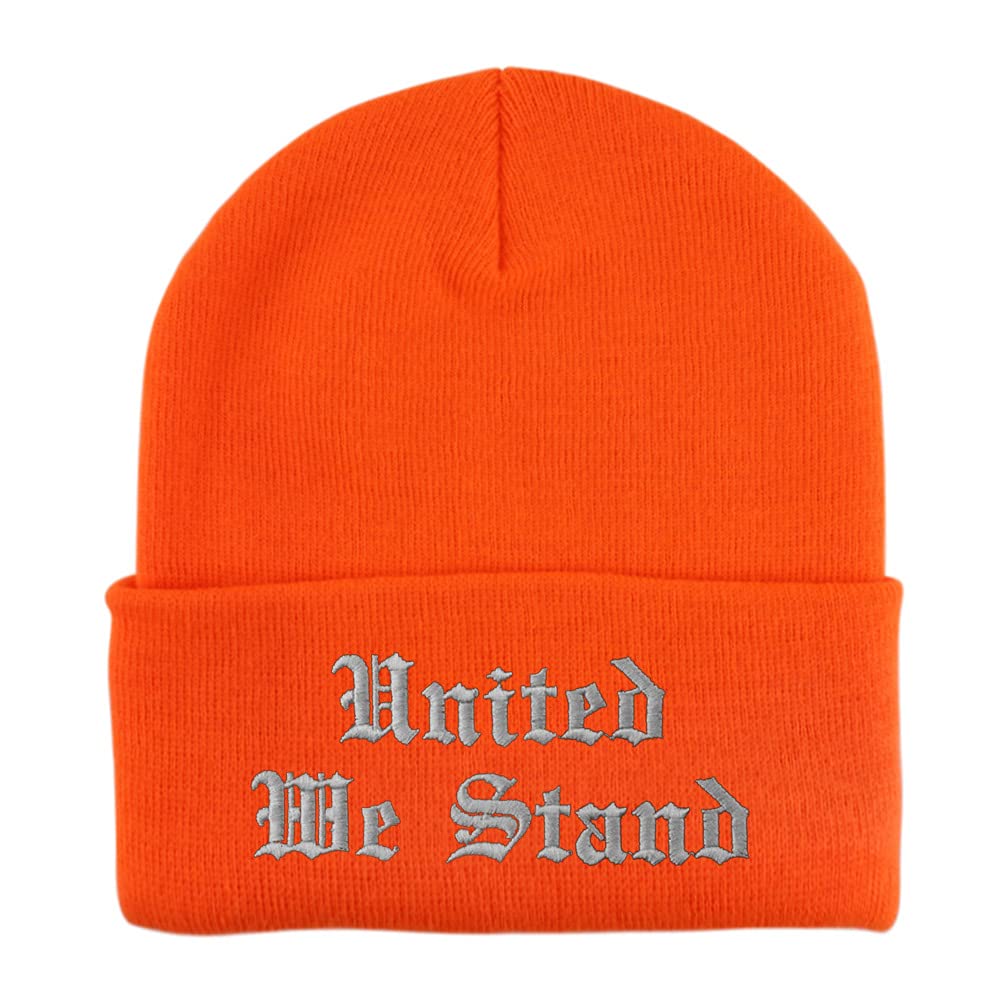 Trendy Apparel Shop United We Stand Old English Embroidered Long Cuff Beanie