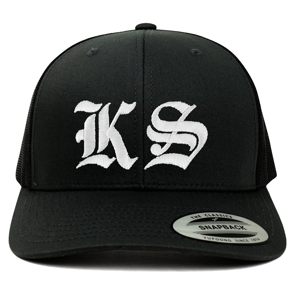 Trendy Apparel Shop Kansas KS Old English 6 Panel Trucker Mesh Cap