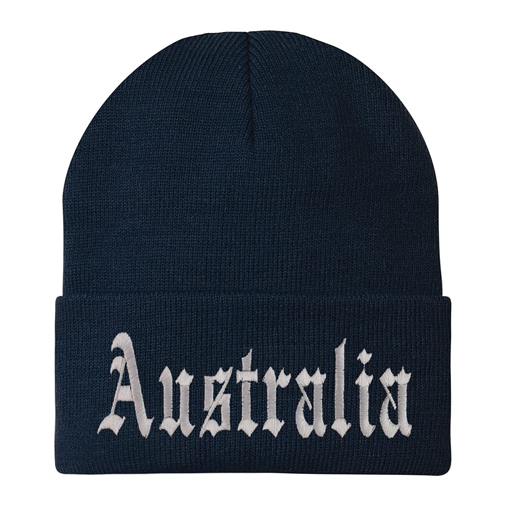 Trendy Apparel Shop Australia Old English Embroidered Long Cuff Beanie