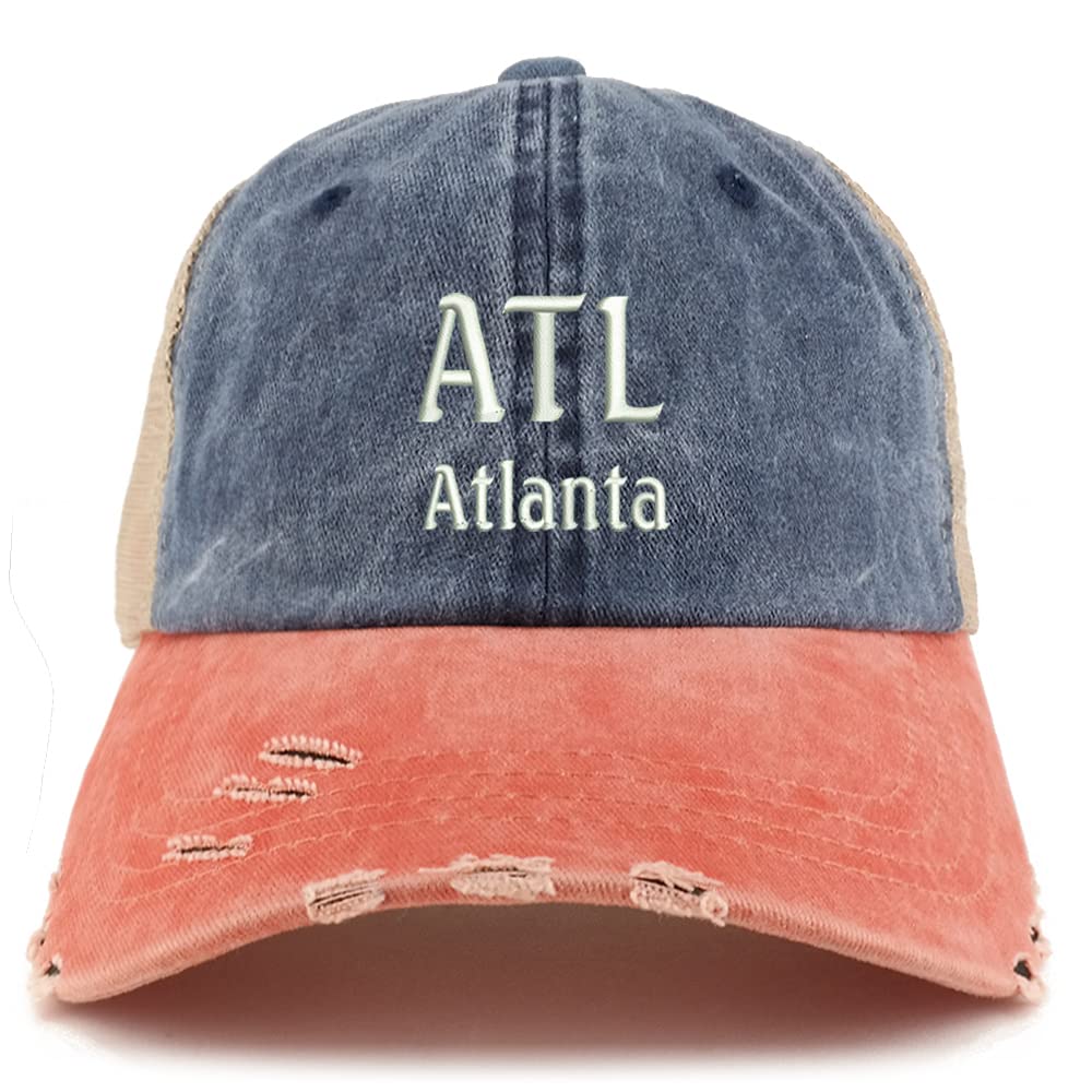 Trendy Apparel Shop ATL Atlanta Embroidered Frayed Bill Trucker Mesh Back Cap