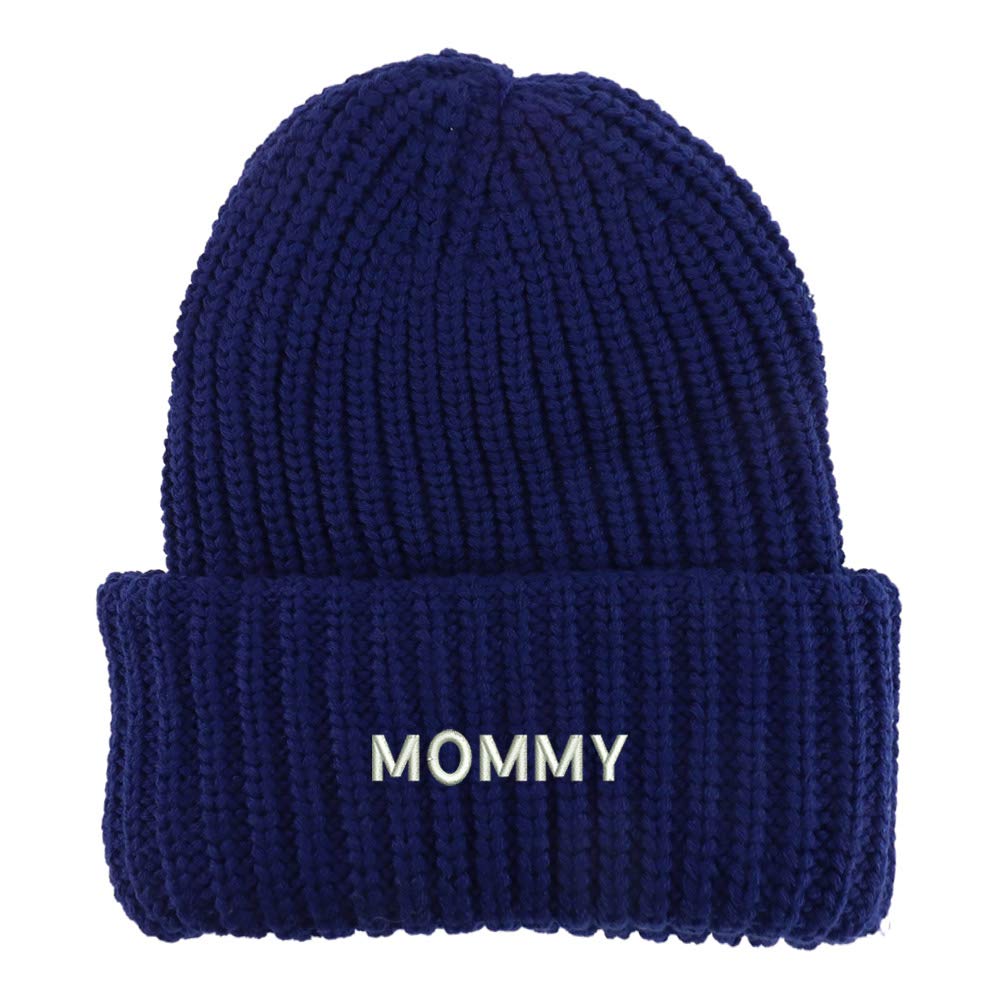 Trendy Apparel Shop Mommy Embroidered Long Cuffed Thick Ribbed Knit Beanie