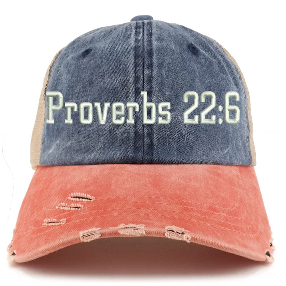 Trendy Apparel Shop Proverbs 22: 6 Frayed Bill Trucker Mesh Back Cap