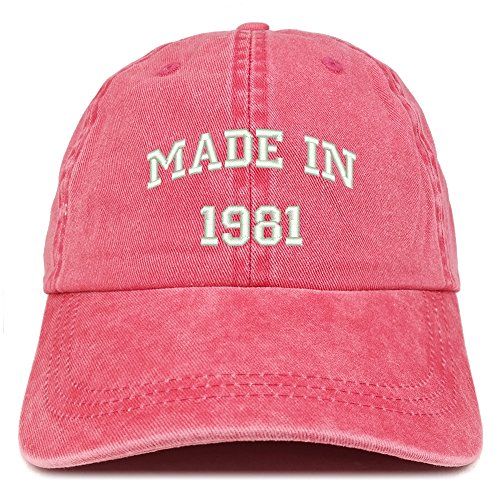 Trendy Apparel Shop Made in 1981 Text Embroidered 40th Birthday Washed Cap