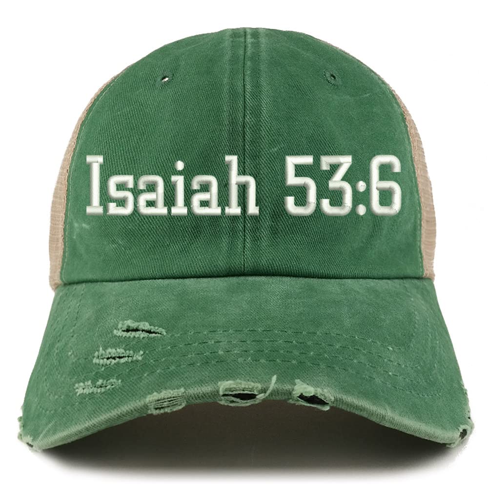 Trendy Apparel Shop Isaiah 53:6 Frayed Bill Trucker Mesh Back Cap