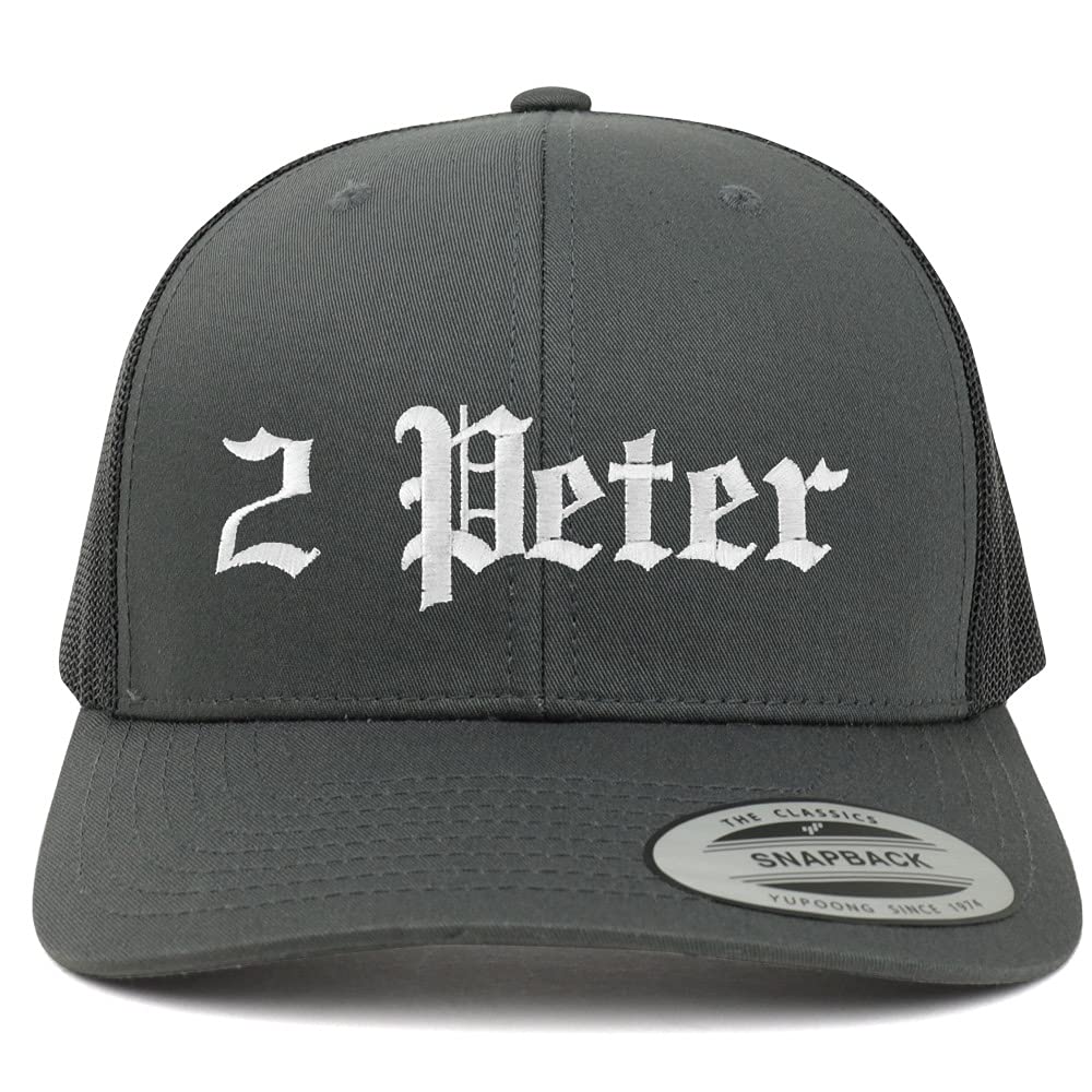 Trendy Apparel Shop 2 Peter Old English 6 Panel Trucker Mesh Cap