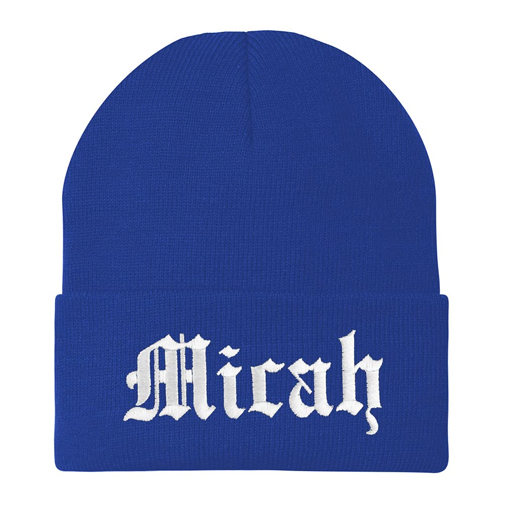 Trendy Apparel Shop Micah Old English Embroidered Long Cuff Beanie