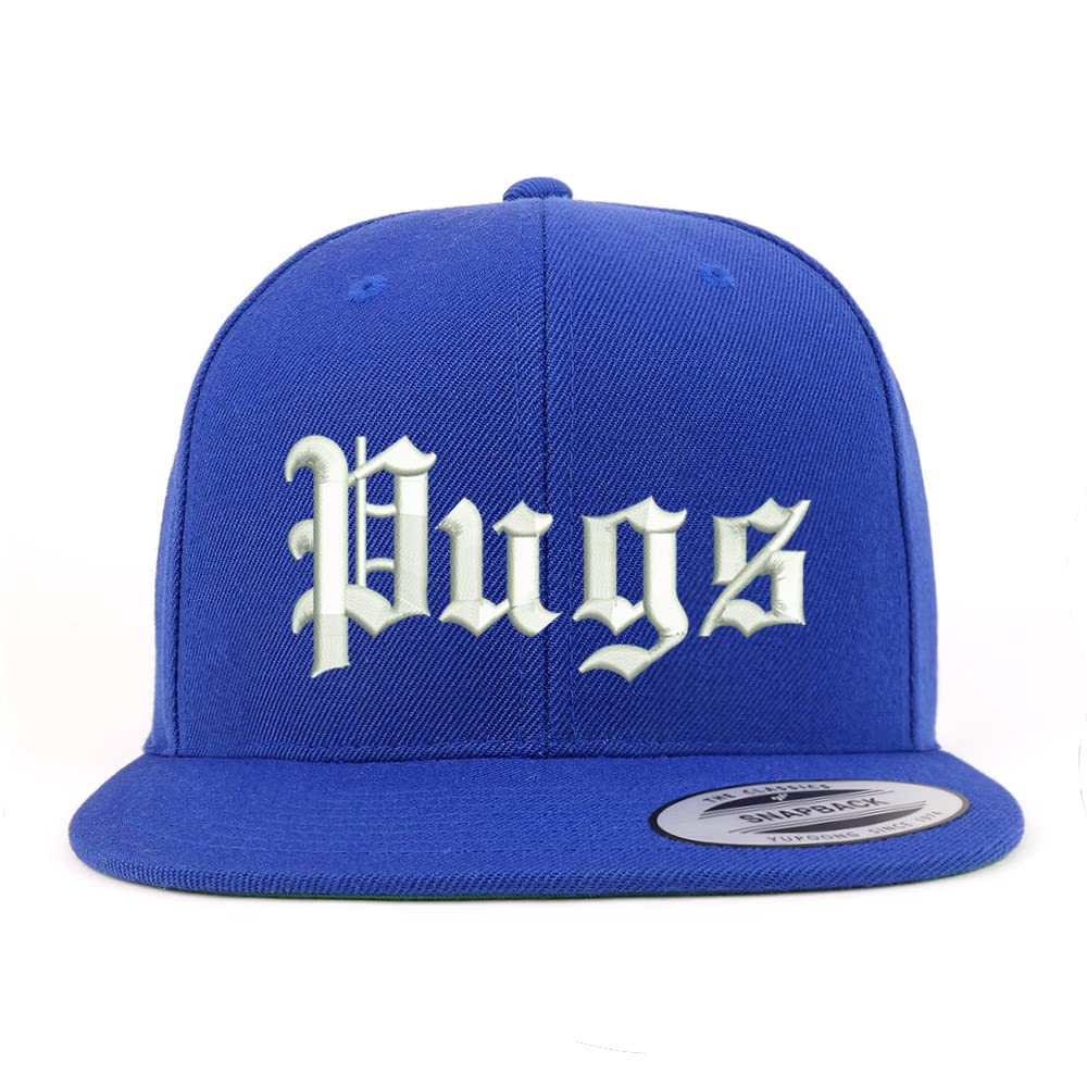 Trendy Apparel Shop Old English Pugs Embroidered Flatbill Snapback